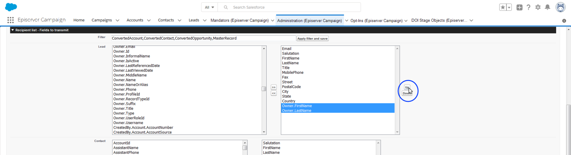 Image: Change data field order