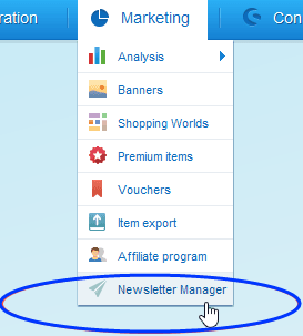 Image: Newsletter Manager menu item