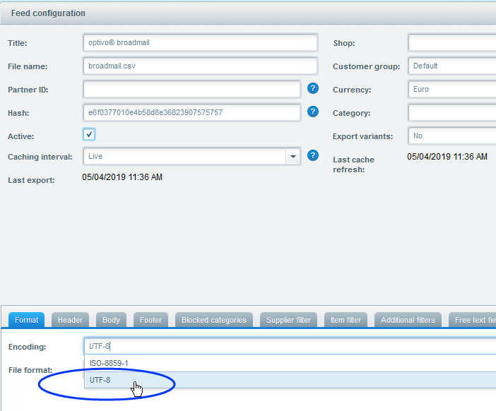 Image: Enter encoding