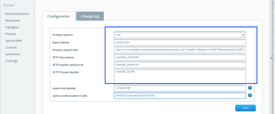 Image: Configuration area