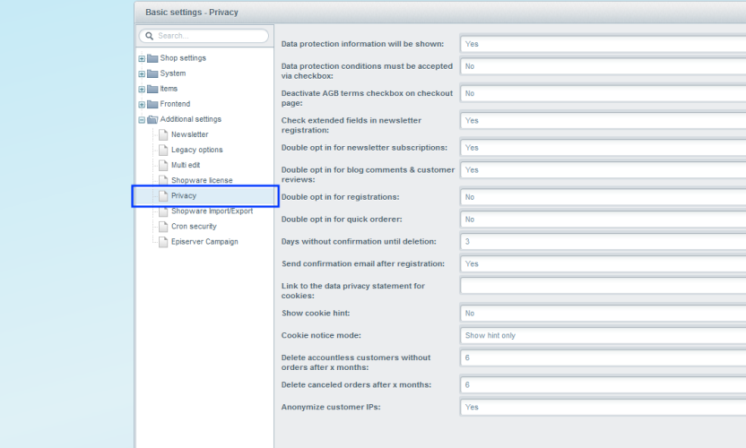Image: Email Settings