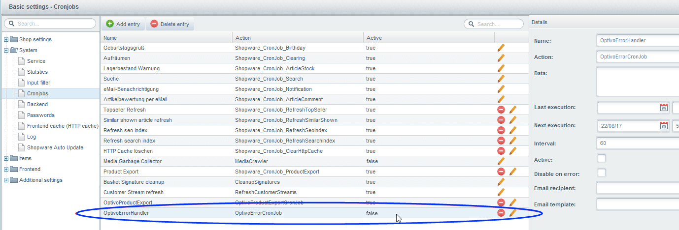 Image: Locate and edit cron job