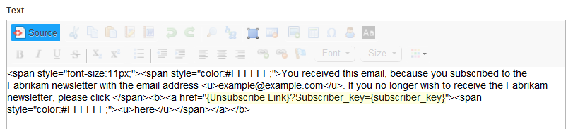 Image: Replacing the unsubscribe link
