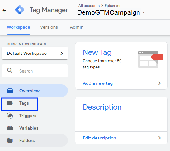 Image: Tags menu item