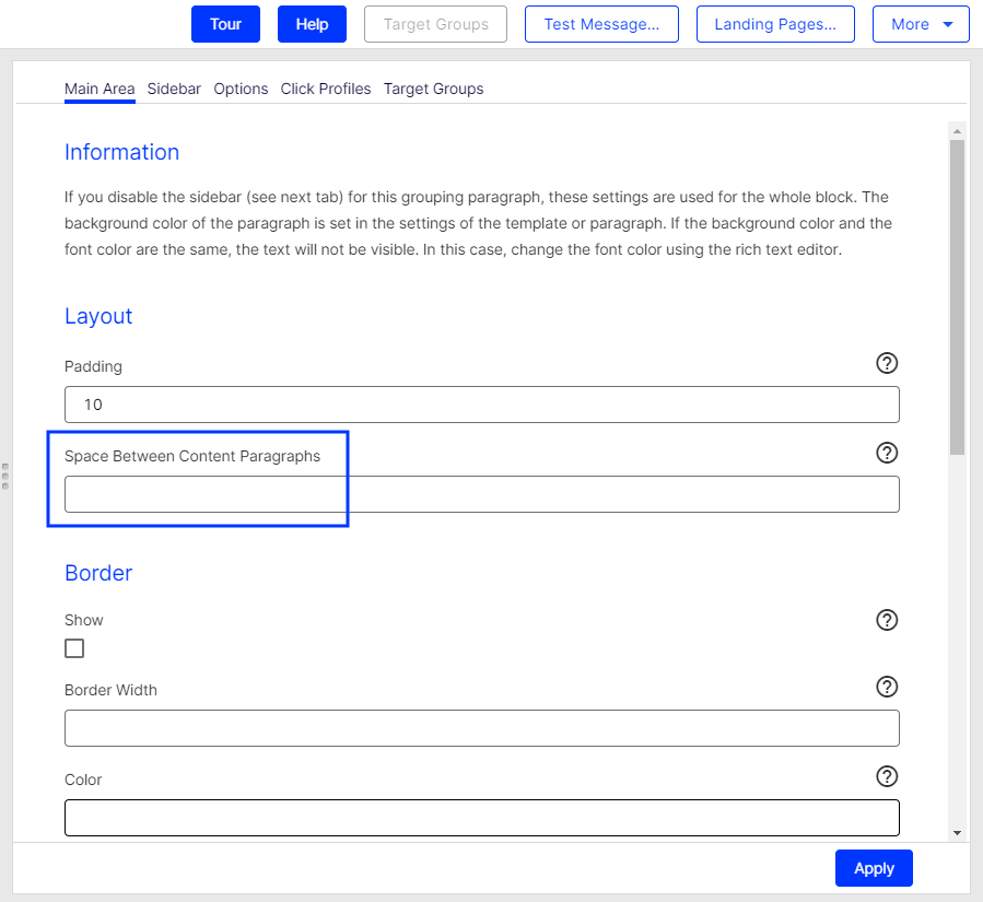Image: Space between content paragraphs