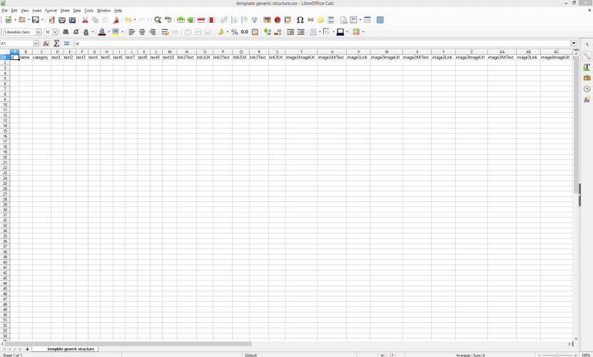 Image: Template spreadsheet