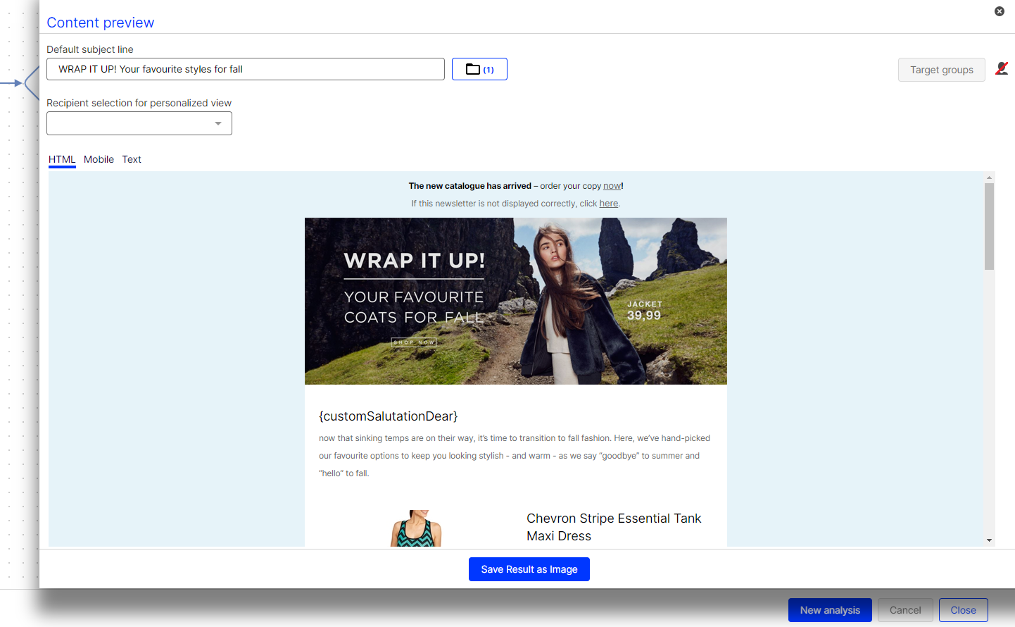 Image: Target groups display activated