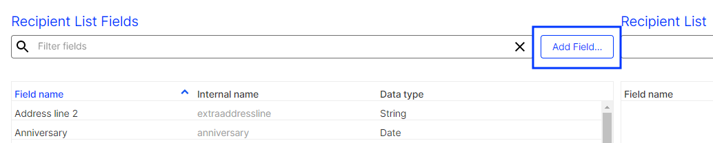 Image: Adding a recipient list field