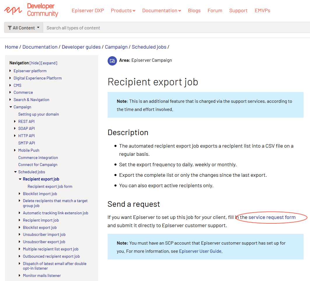 Image: Link to the scheduled jobs online form