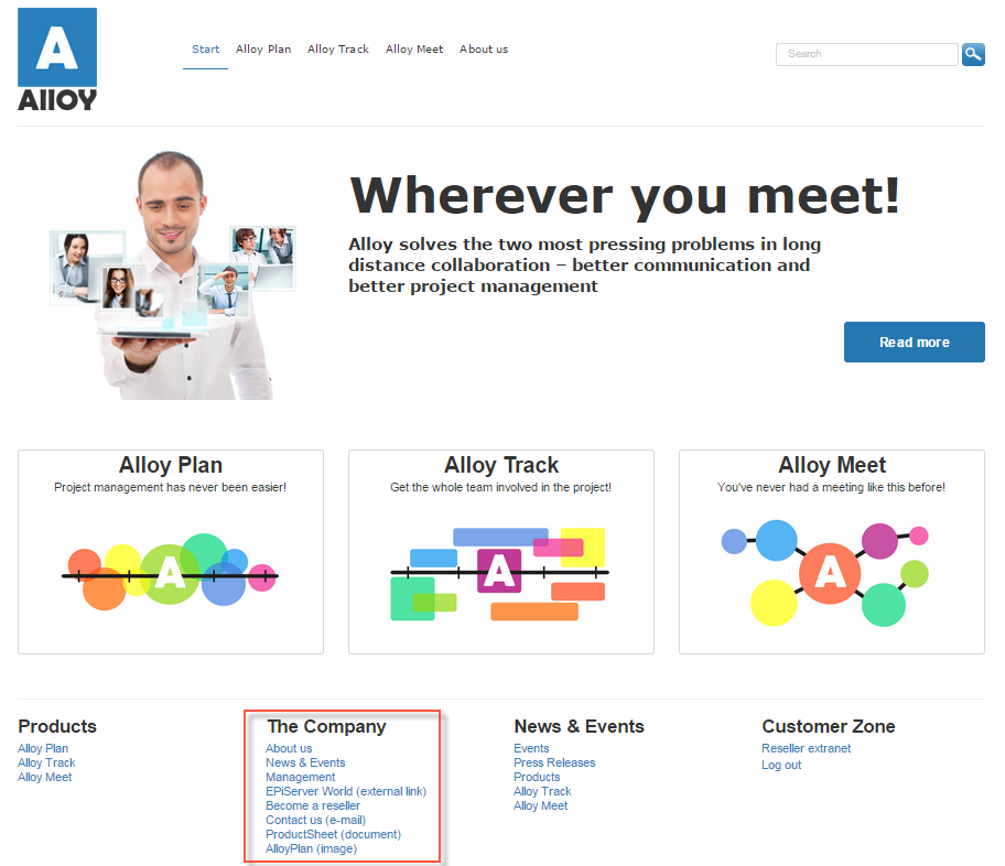 A link collection is a property where you can manage a group of links.