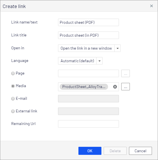 Image: Edit displayed link name