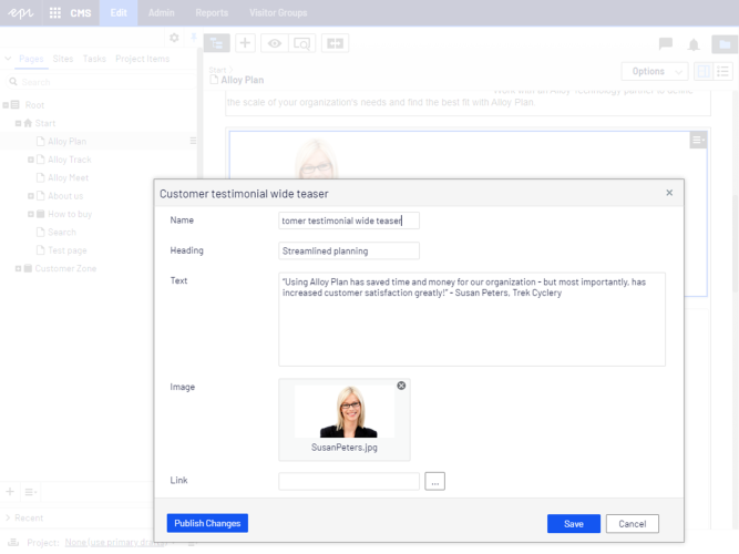 Image: Block editing in quick edit view
