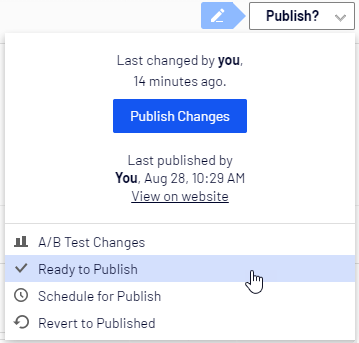 Publishing menu