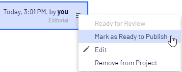 Context menu, Mark as Ready to Publish