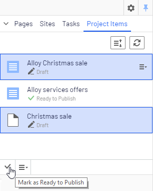 Project Items tab in navigation pane