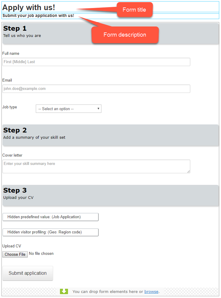 Image: Edited job application form