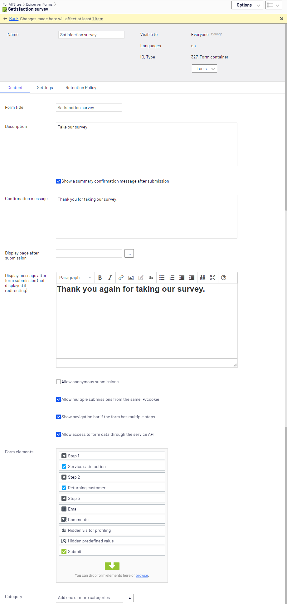 Image: Satisfaction survey metadata