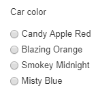 Example of single-choice radio buttons
