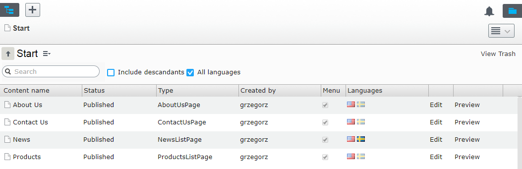 Content Manager Grid View