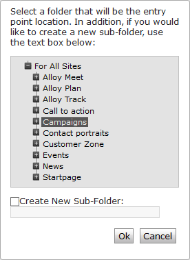 Selecting an empty folder in CMS or Commerce