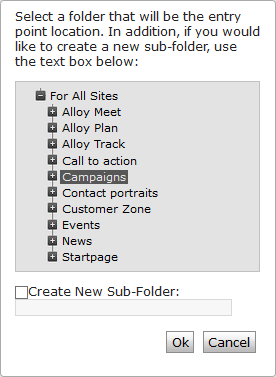 Image: Selecting an empty folder in CMS or Commerce
