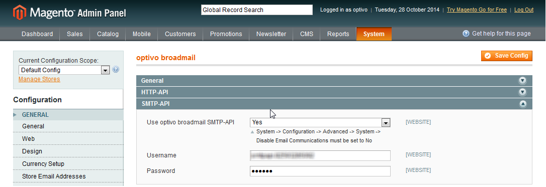 Image: SMTP API area