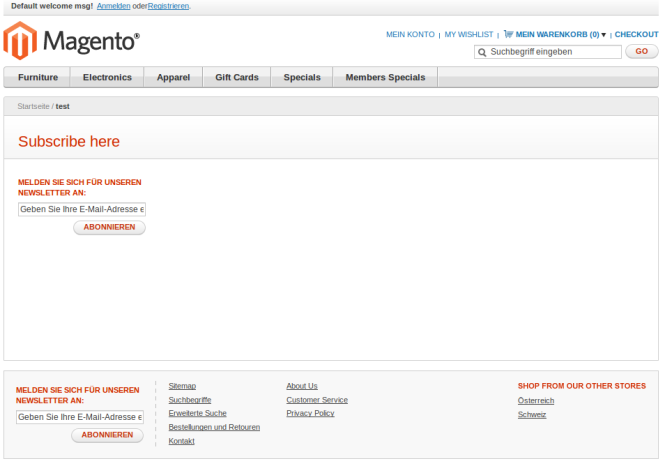 Image: CMS page in front end view