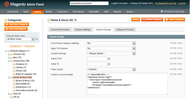 Image: Category page in editor view