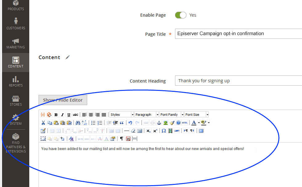Image: Landing page text box