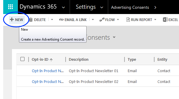 Image: New advertising consent