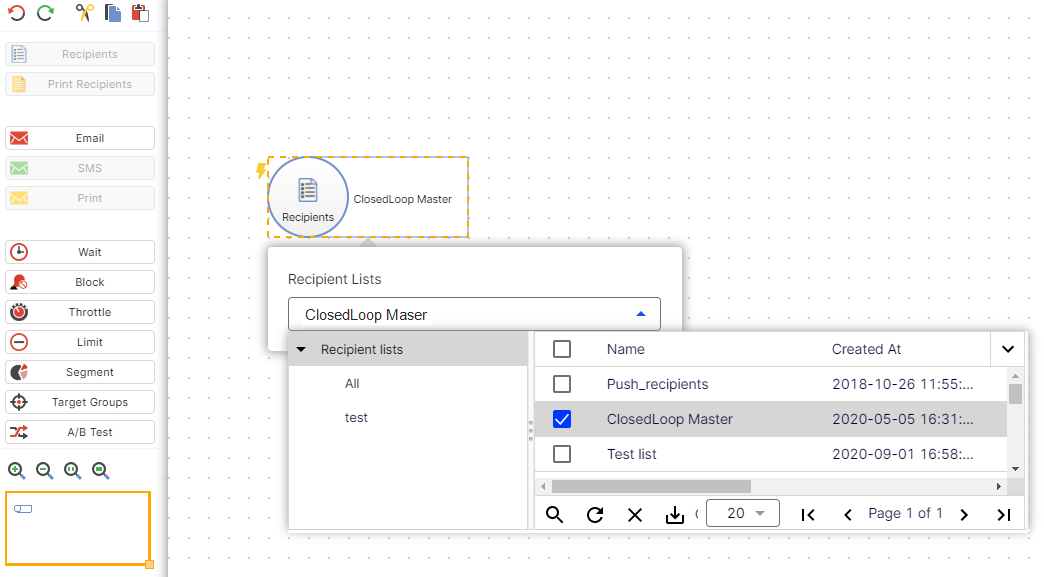 Image: Select the master recipient list