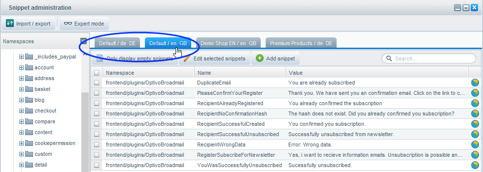 Image: Available messages