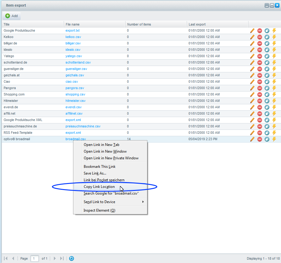 Image: Select option to copy link