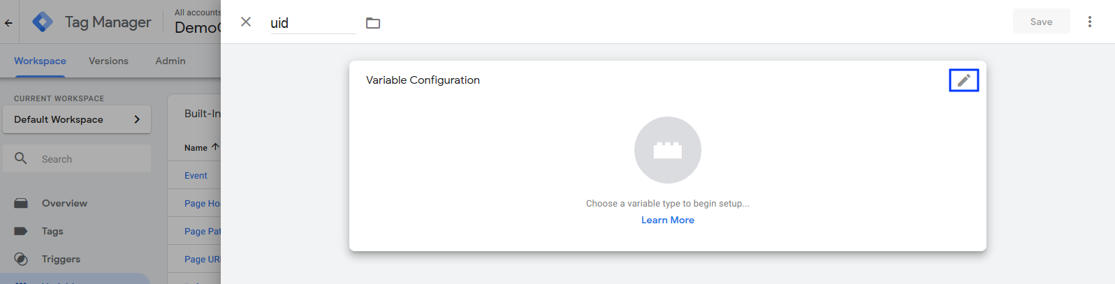 Image: Editing the variable