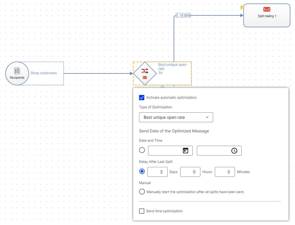Image: Configuring the A/B test node