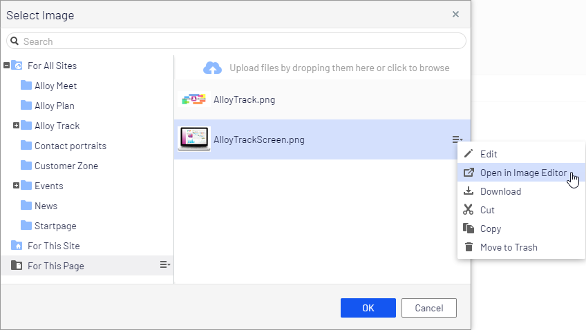 Image: Context menu, Open in Image Editor