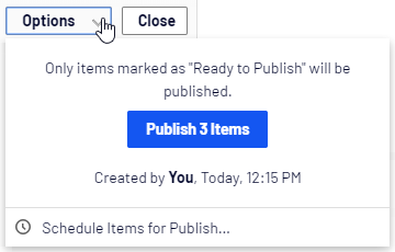 Publishing options