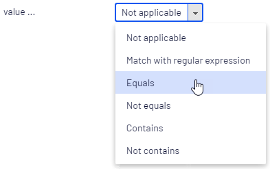 Value menu options