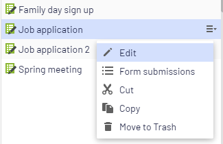 Form element context menu
