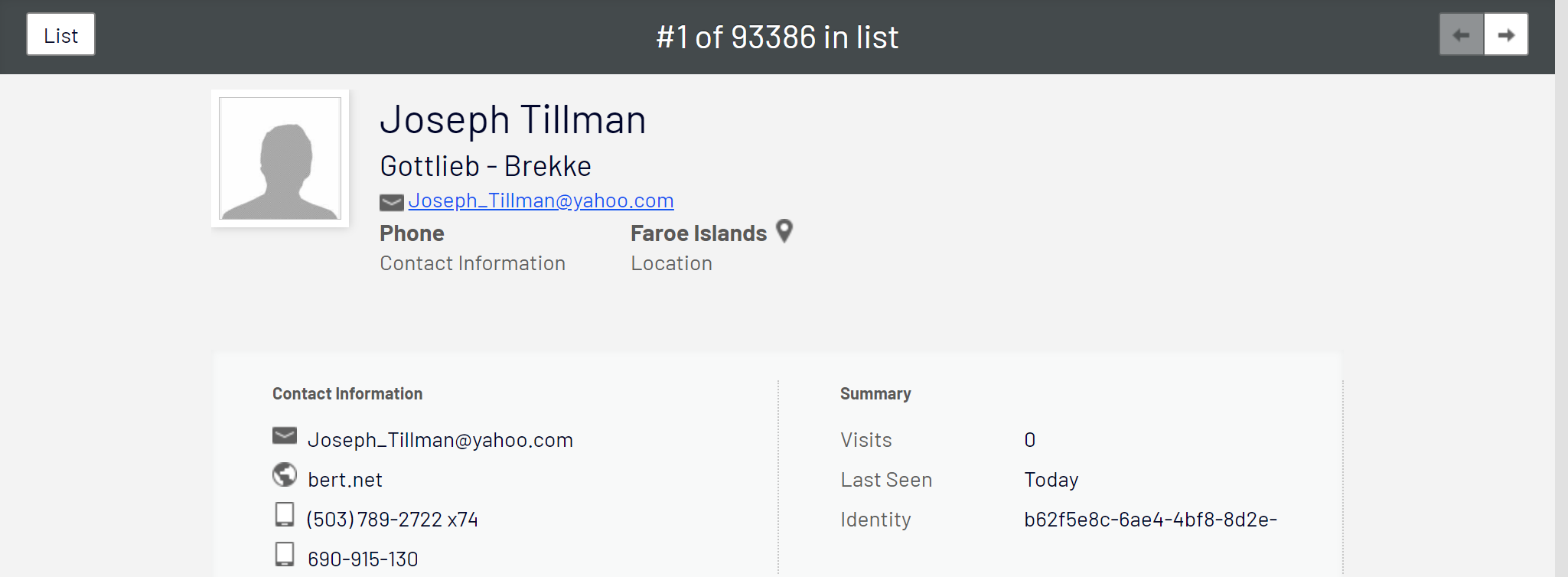 Image: Visitor profile example