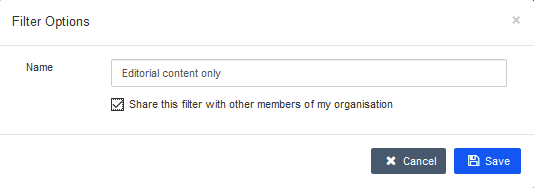 Save filter options