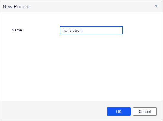 Entering a name for the new project