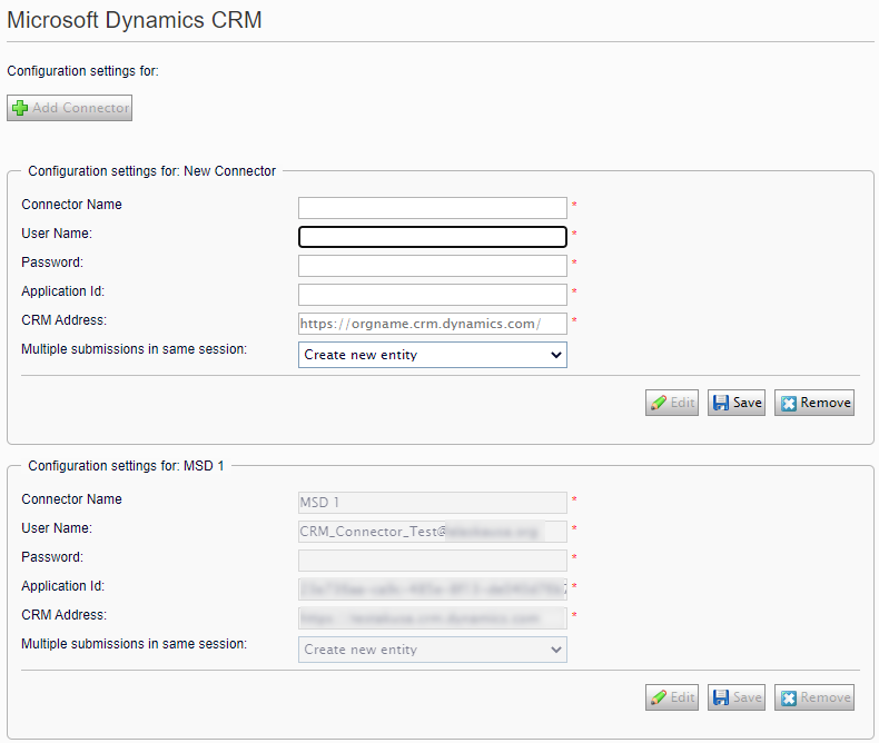 Configuring the Microsoft Dynamics CRM connector