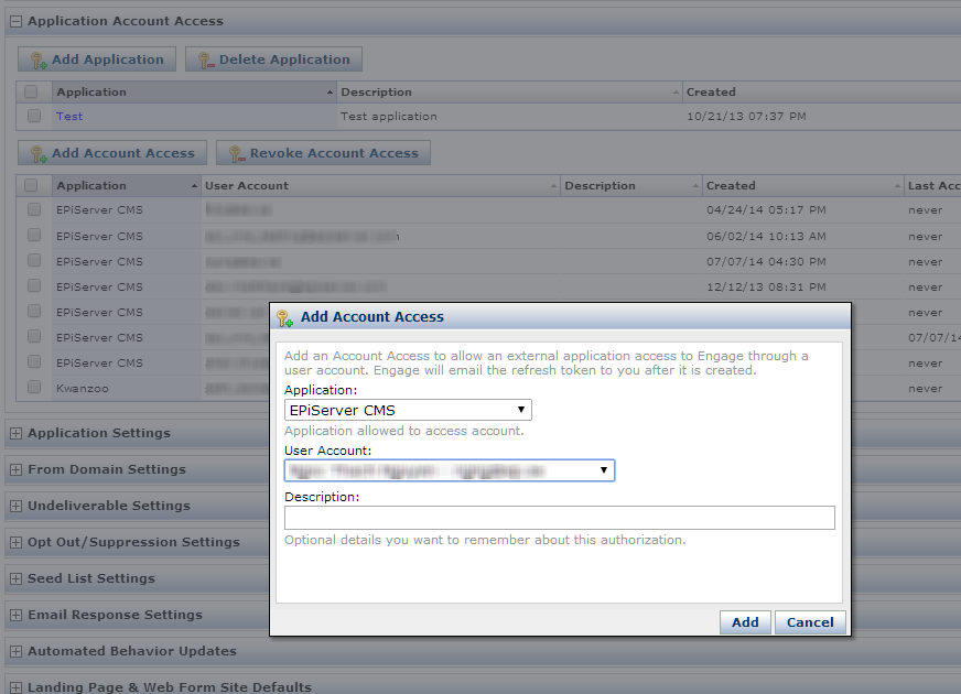 Image: Silverpop add account access