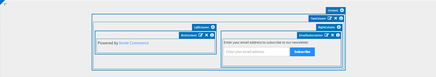 Content Tree area showing the footer content area