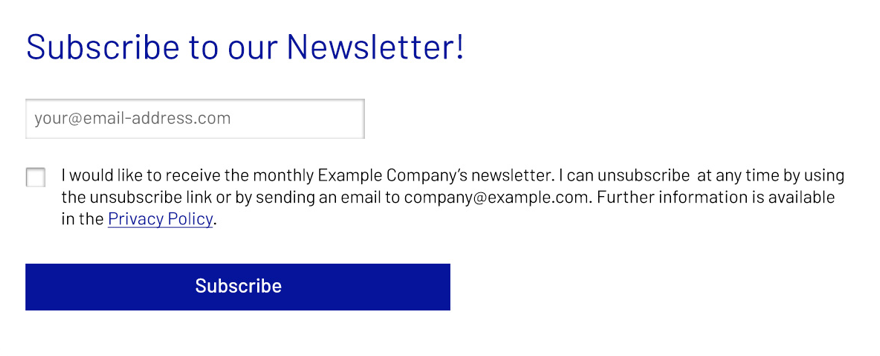Image: Example newsletter registration form
