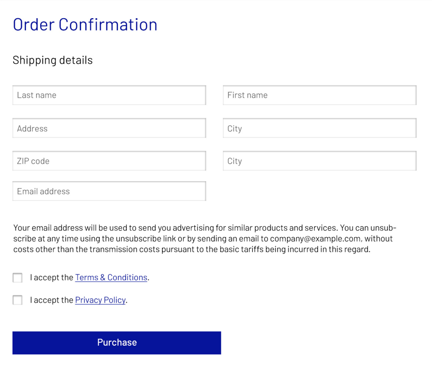 Image: Example checkout remark for product recommendations