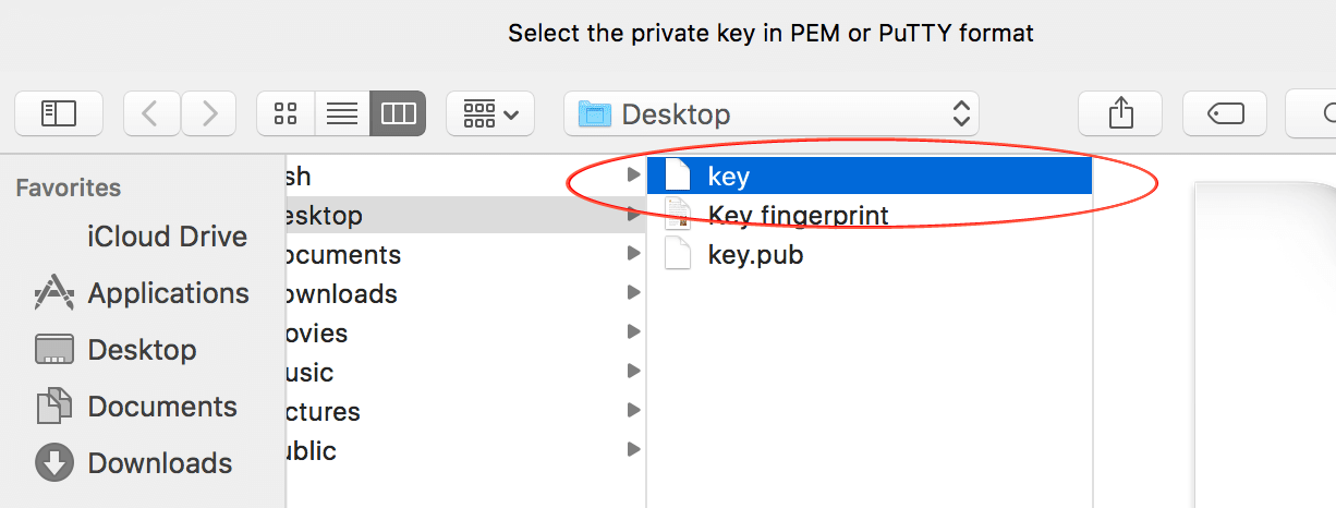 Image: Select private key