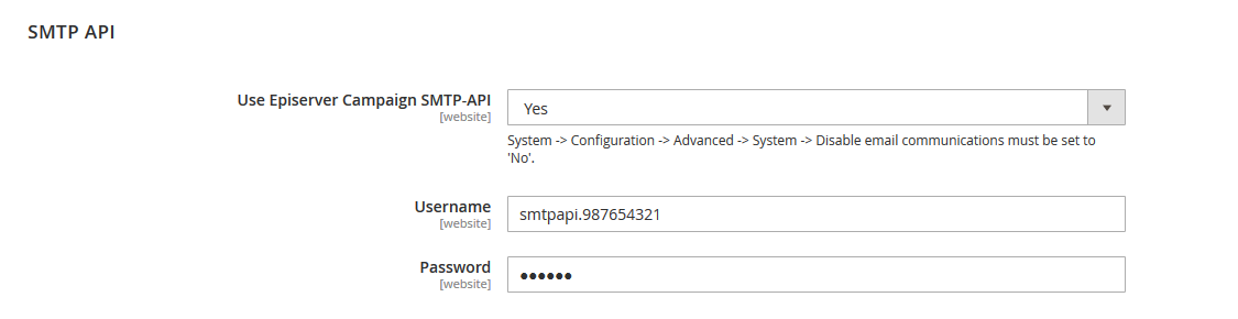 Image: SMTP API area