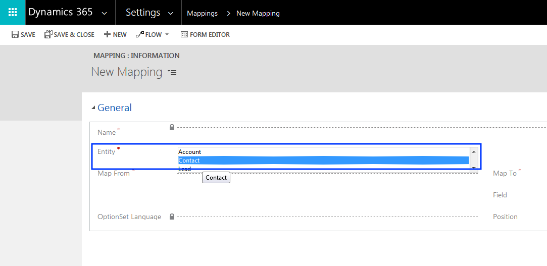 Image: Select Contact entity